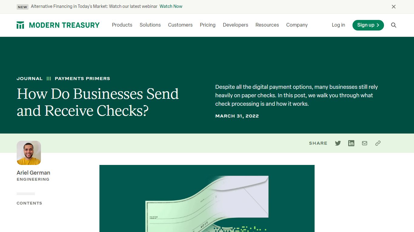 How Do Businesses Send and Receive Checks? - Modern Treasury