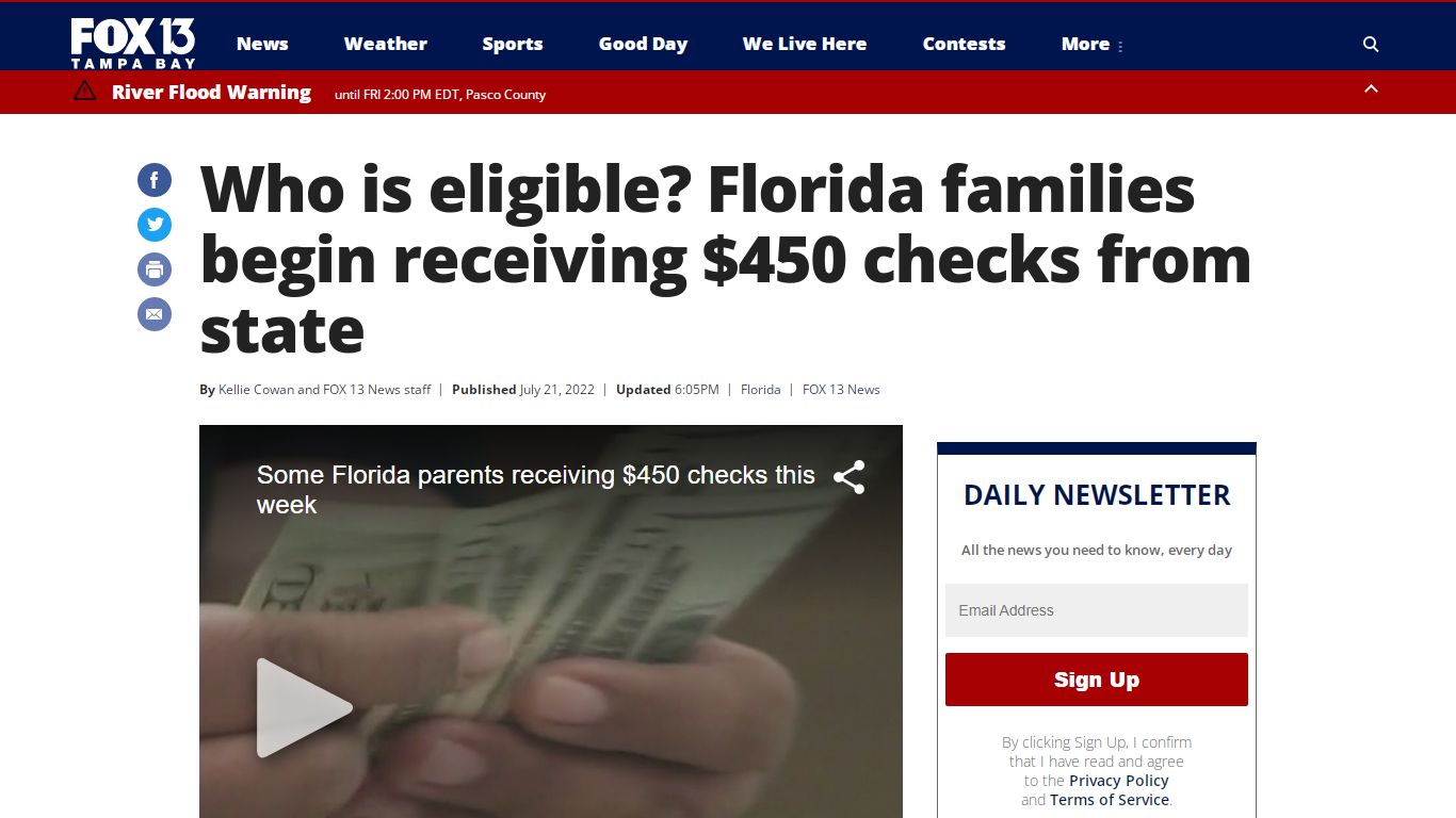 Who is eligible? Florida families begin receiving $450 checks from state